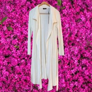 NWT Tahari Women's Size L Collar Belted Pockets Car Coat Long Sweater